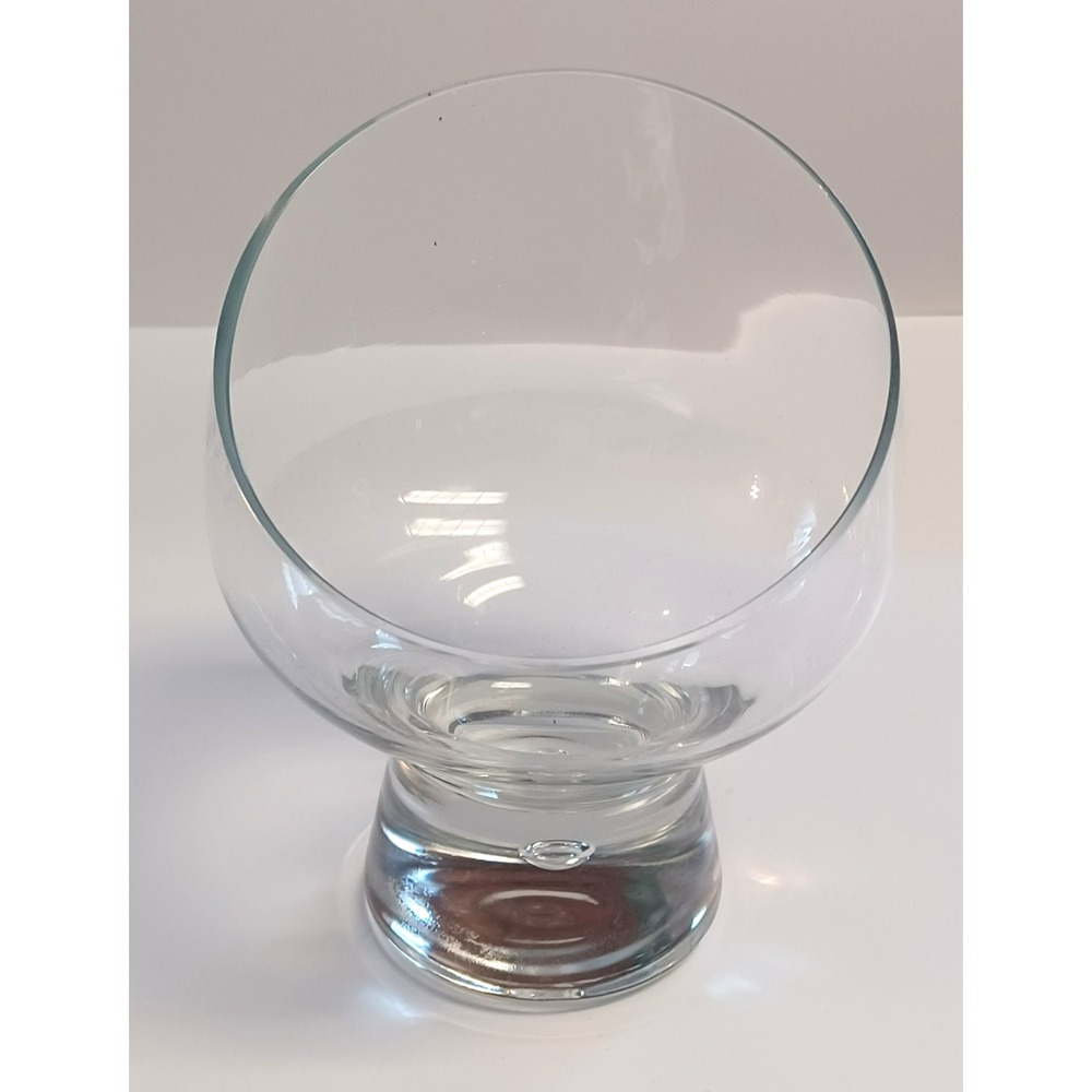 Vintage Kosta Boda Pippi Bubble Angled Tilted Snifter Clear Whiskey Brandy Glass